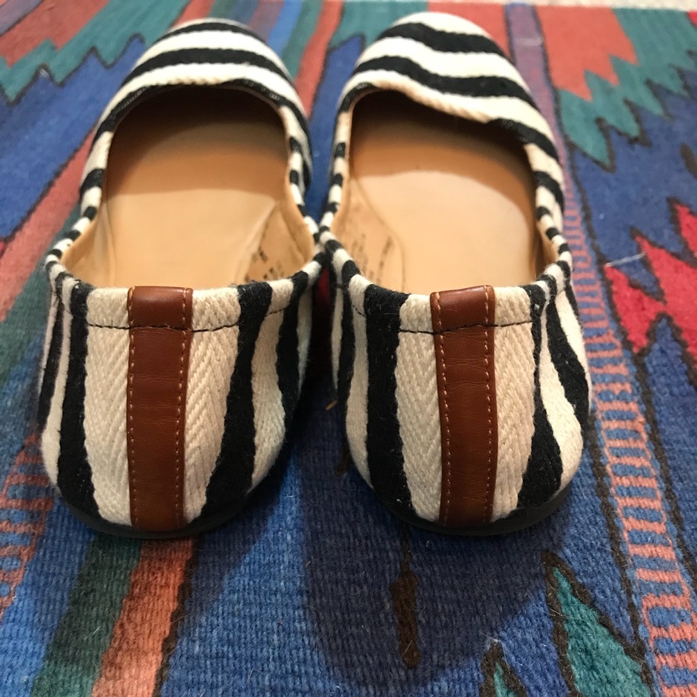 Navy & white striped canvas slipper flats- size 9